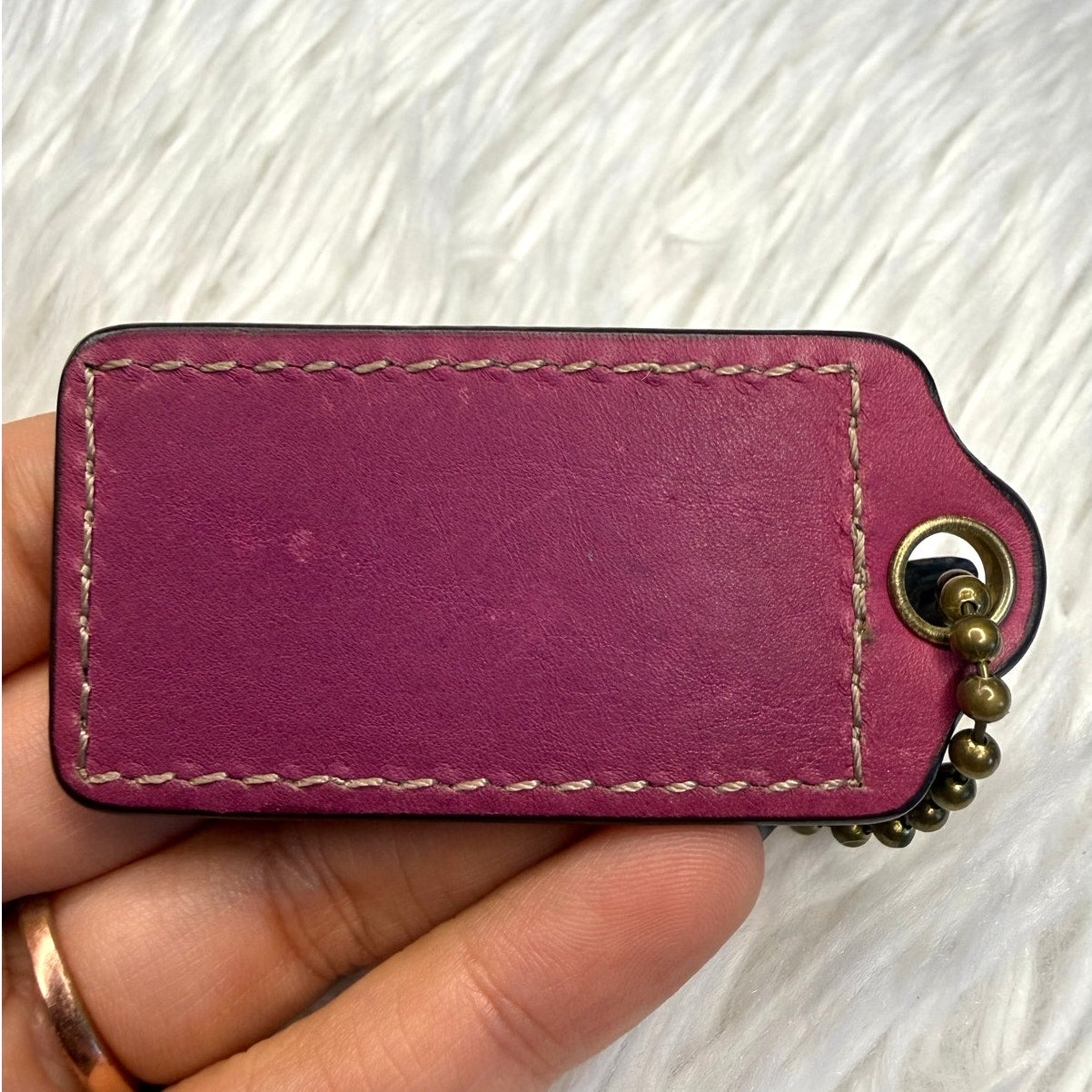 2.5" COACH Burgundy Cream Fob Bag Charm Hang tag Hangtag