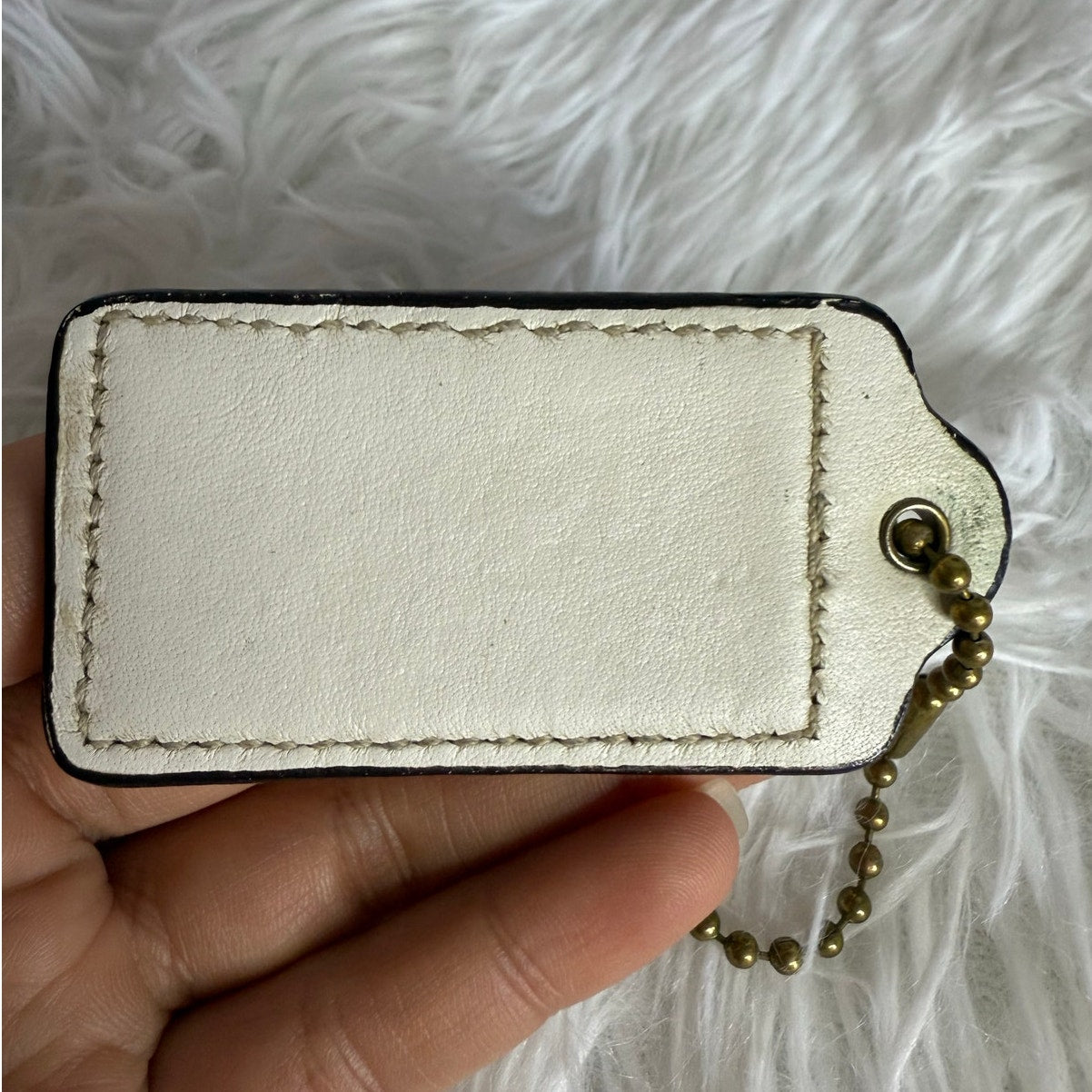 3" COACH Ivory Fob Bag Charm Hang tag Hangtag