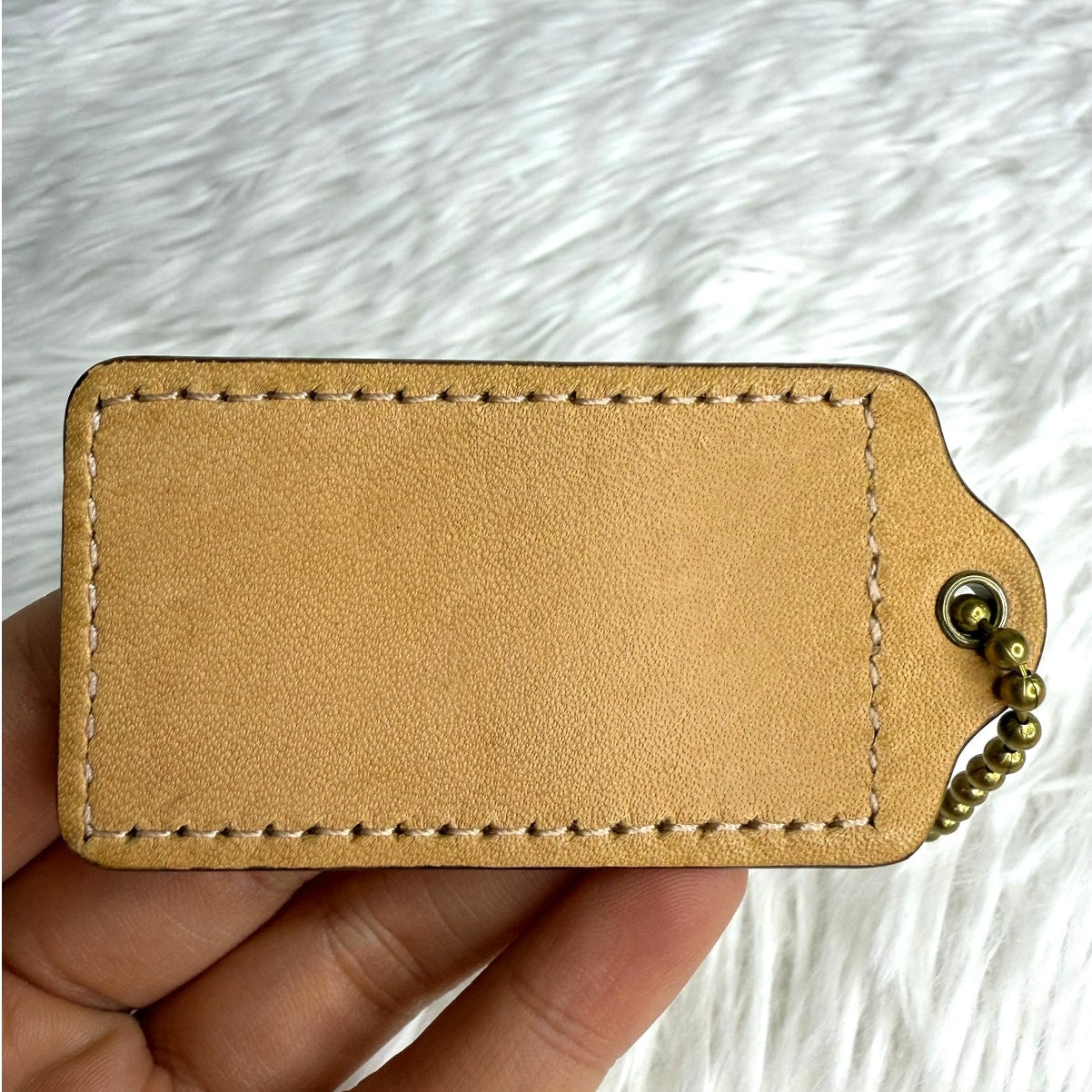 2.5" COACH Tan Fob Bag Charm Hang tag Hangtag