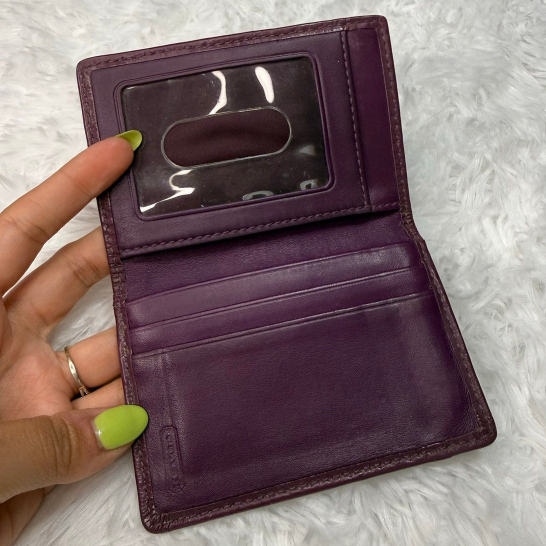y2k COACH Purple Signature Canvas Card Holder