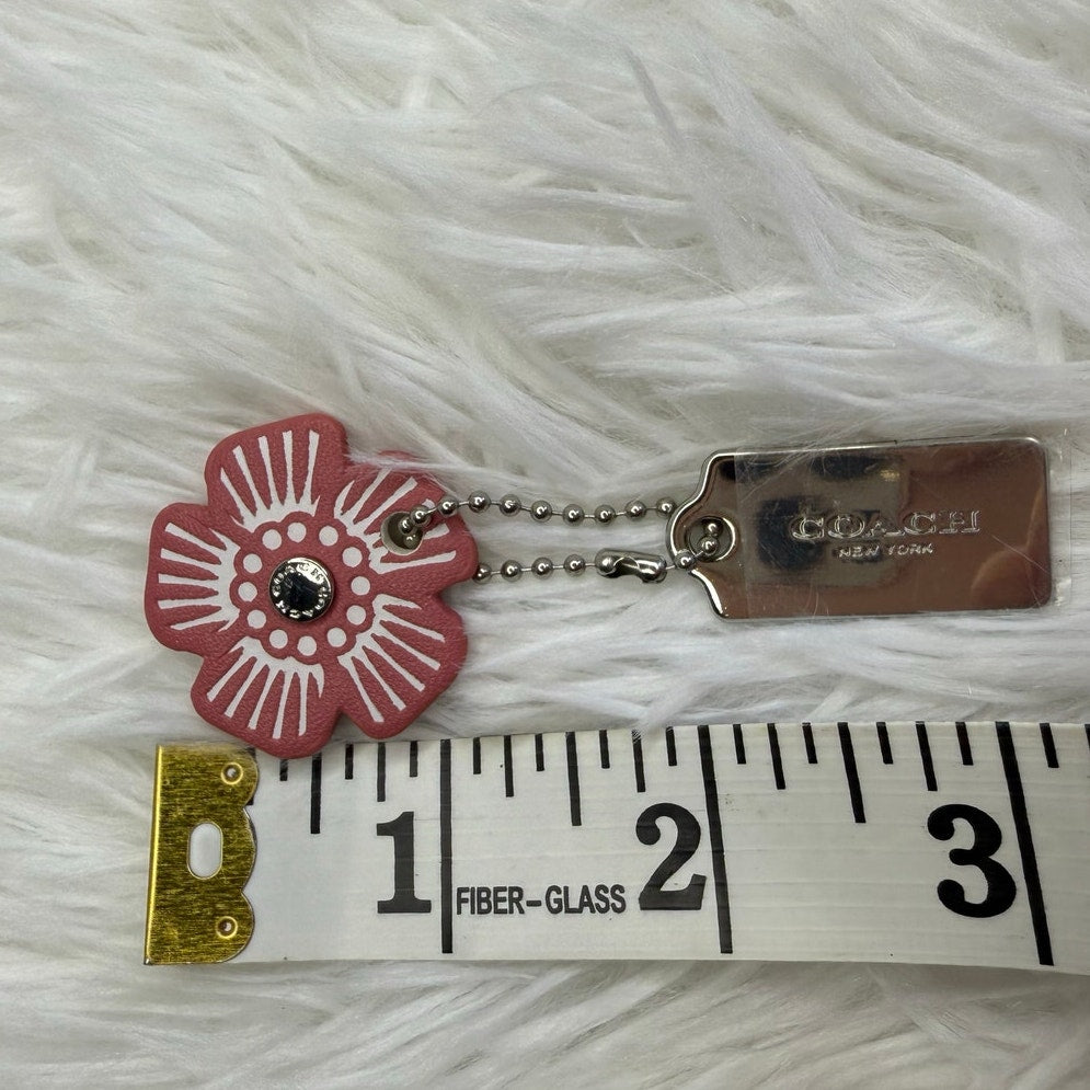 COACH Pink Silver Flower Floral Bag Charm Hang Tag