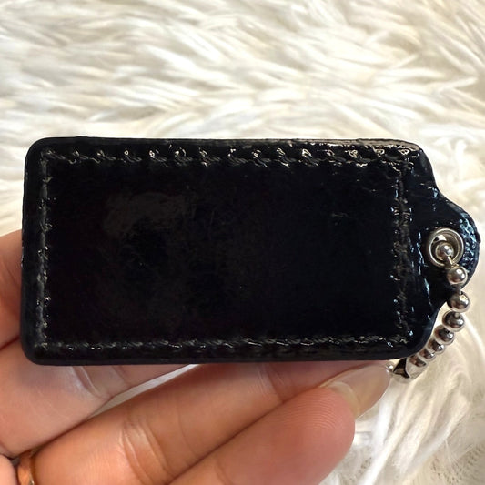 2" COACH Black Patent Leather Fob Bag Charm Hang tag Hangtag