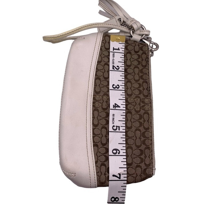 y2k COACH Brown White Signature Canvas Wristlet