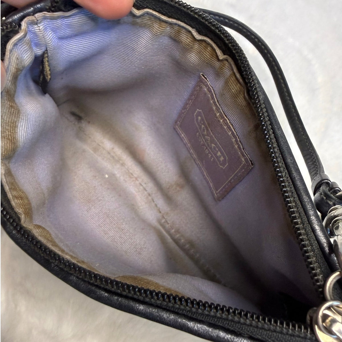 SALE COACH Black Silver Canvas Wristlet