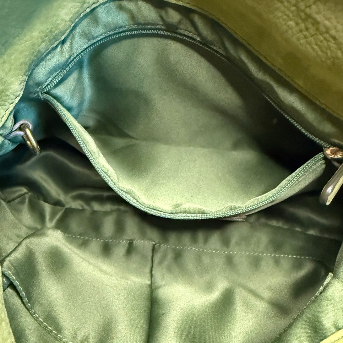 RARE y2k COACH 8A54 Chelsea Hobo Turnlock Nubuc Green Shoulder Bag