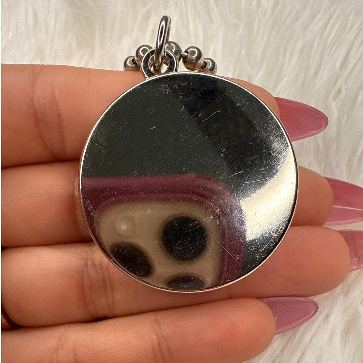 RARE 1.5" Coach Circle Medallion Round Hang Tag Bag Charm Key Fob Silver Metal