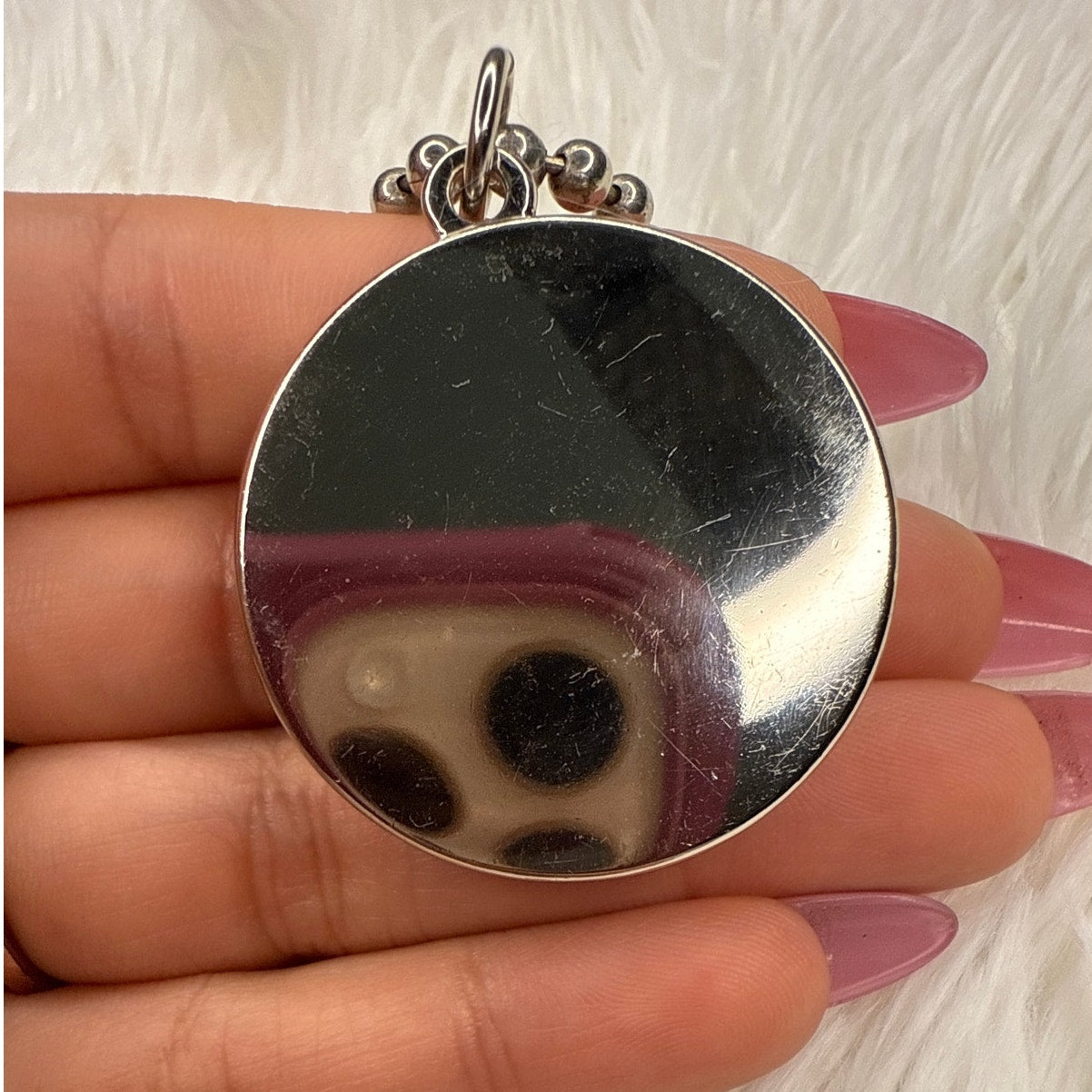 RARE 1.5" Coach Circle Medallion Round Hang Tag Bag Charm Key Fob Silver Metal