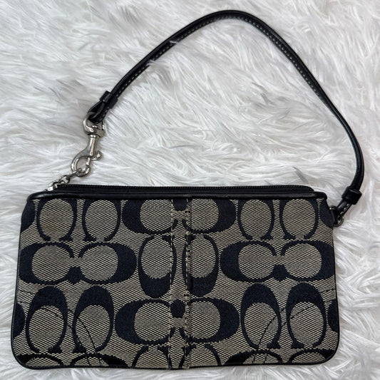 COACH Black Gray Signature Canvas Wristlet