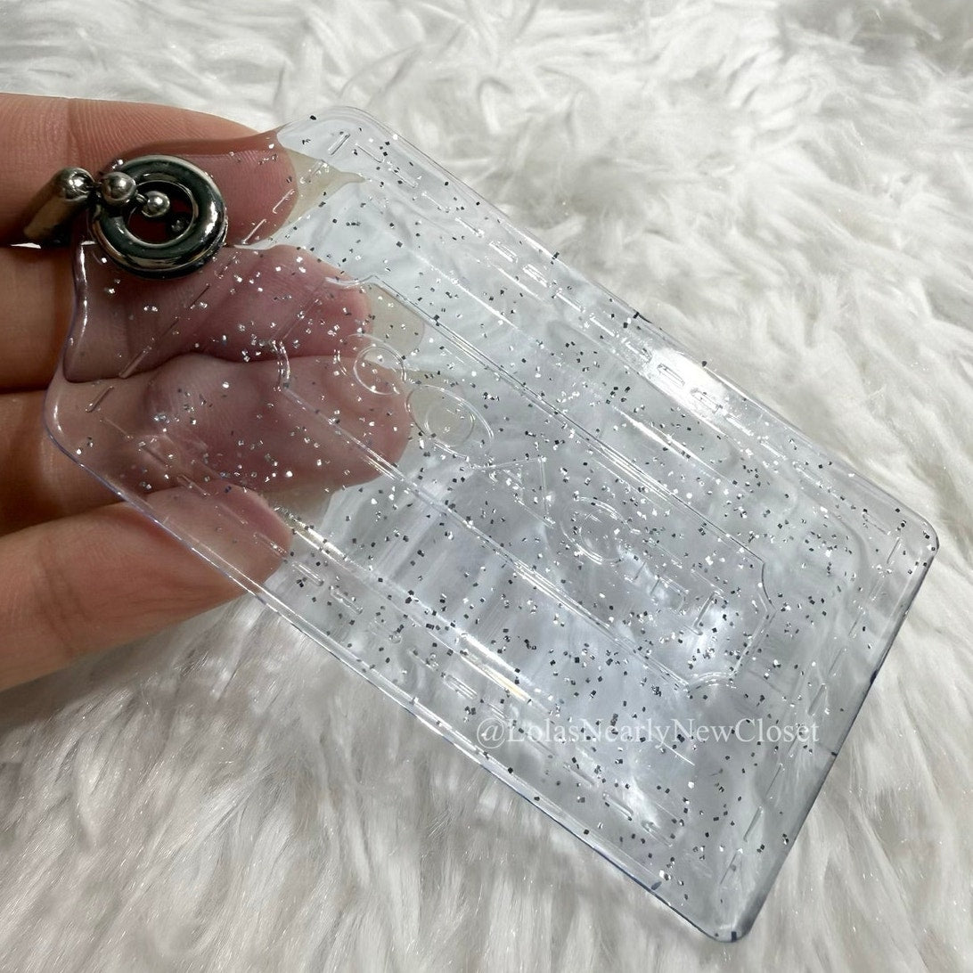 3" COACH Poppy Glitter Blue Fob Bag Charm Hang tag Hangtag