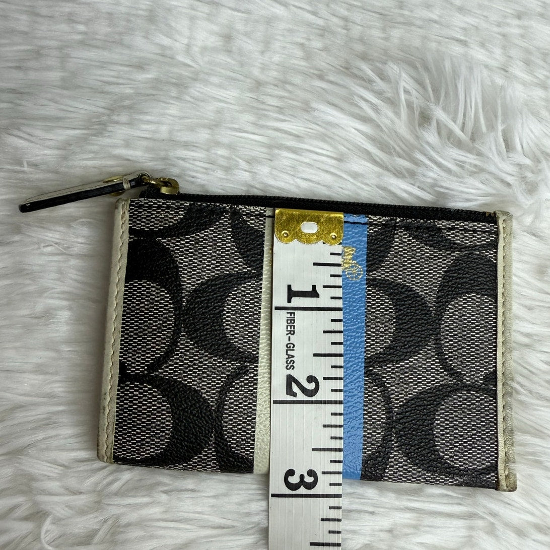 COACH Black Signature Double Strap Coin Purse Wallet