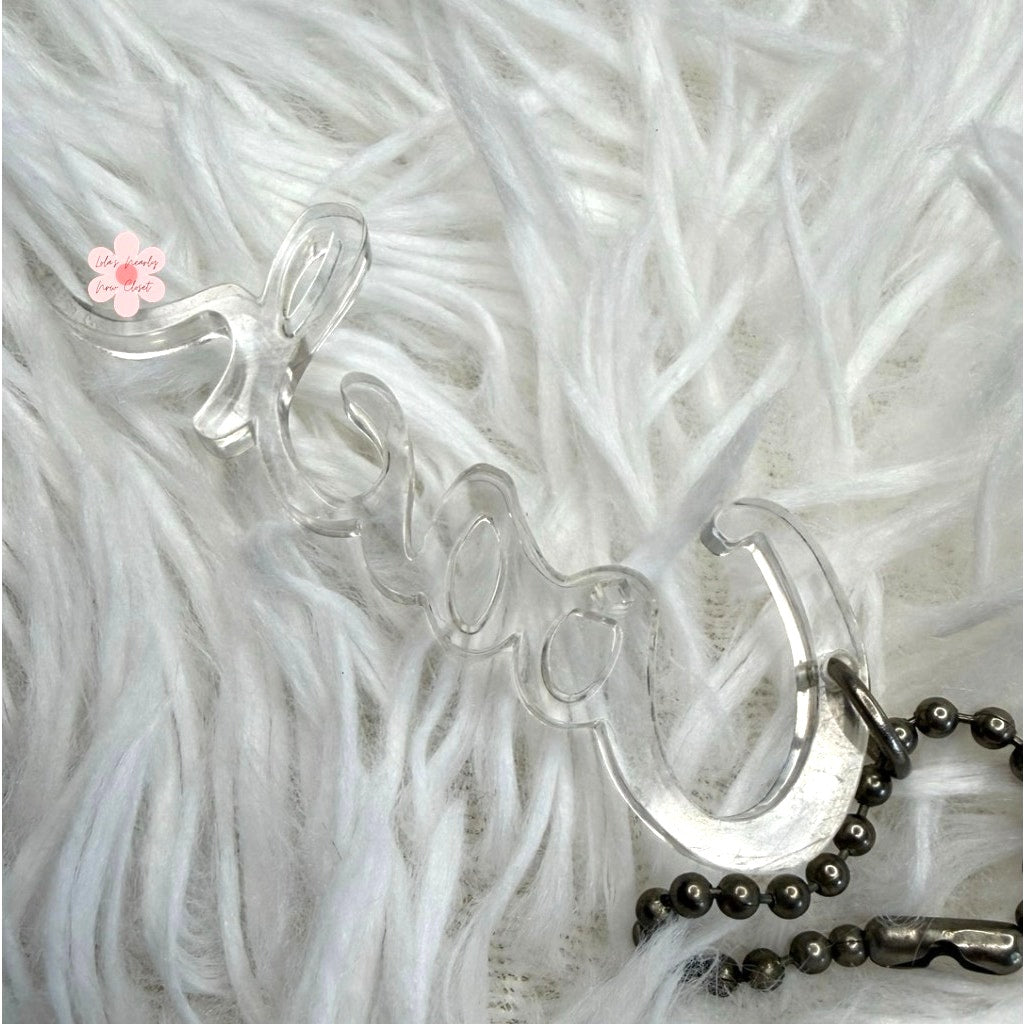 3” COACH Poppy Clear Script Fob Bag Charm Hang tag Hangtag