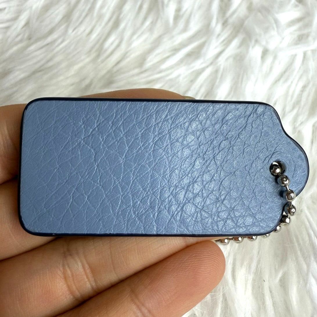 2" COACH Blue Fob Bag Charm Hang tag Hangtag