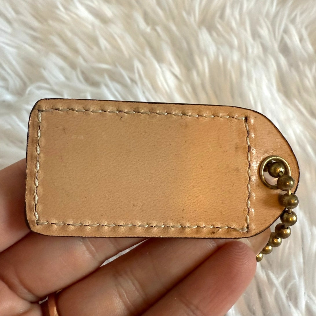 2" y2k COACH Gold Tan Fob Bag Charm Hang tag Hangtag