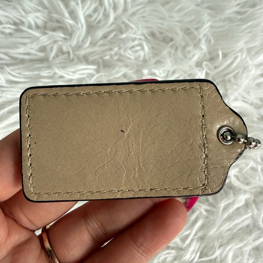 2.5" COACH taupe beige Fob Bag Charm Hang tag Hangtag