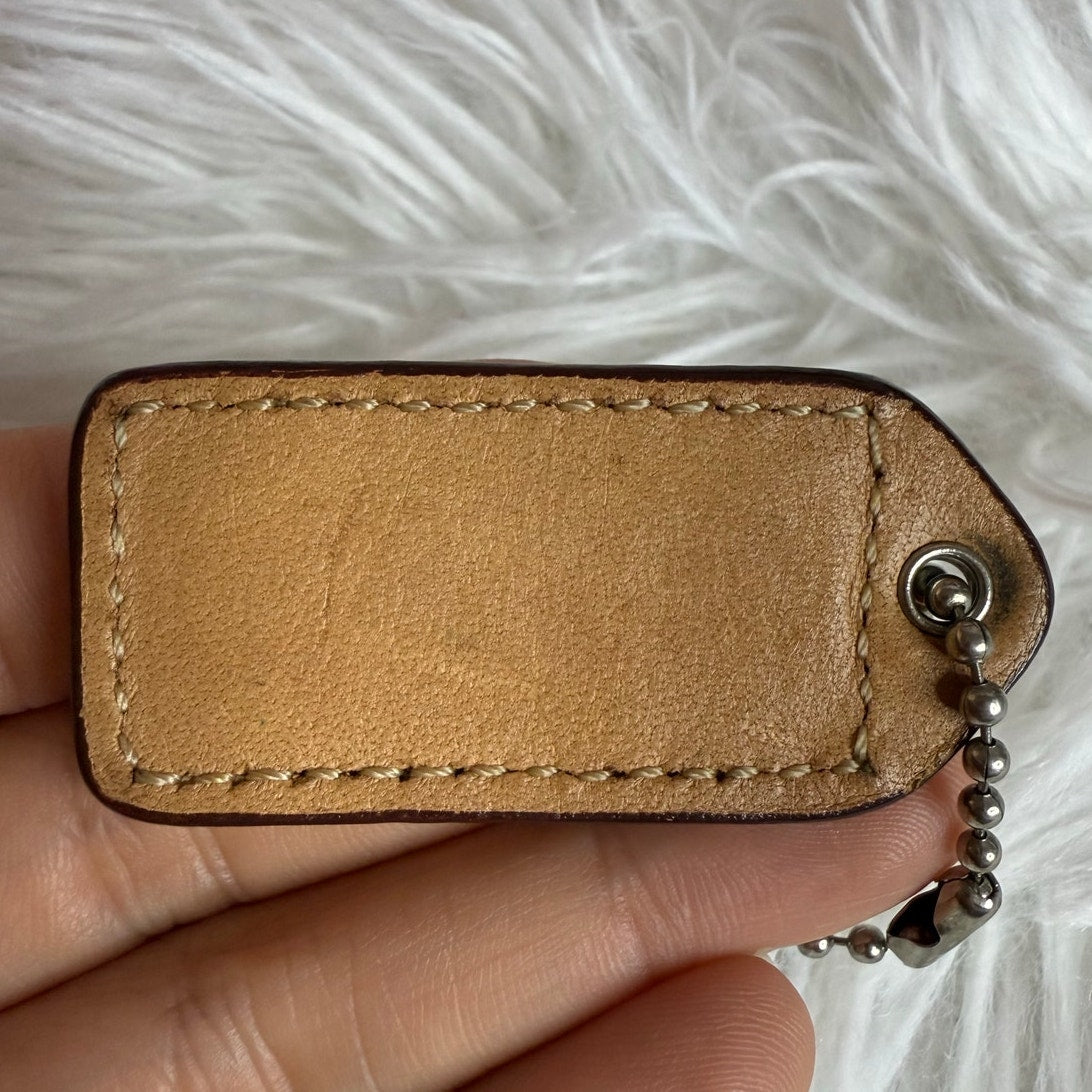 1.5" y2k COACH Vintage Tan Fob Bag Charm Hang tag Hangtag