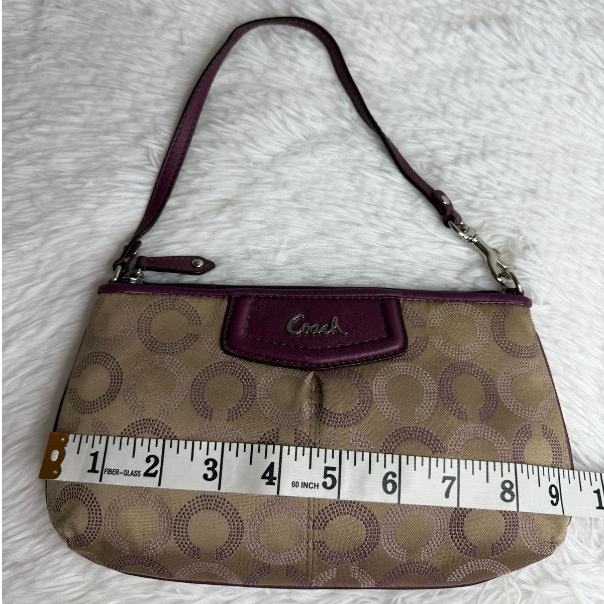 COACH y2k Purple Signature Canvas Wristlet Mini Purse