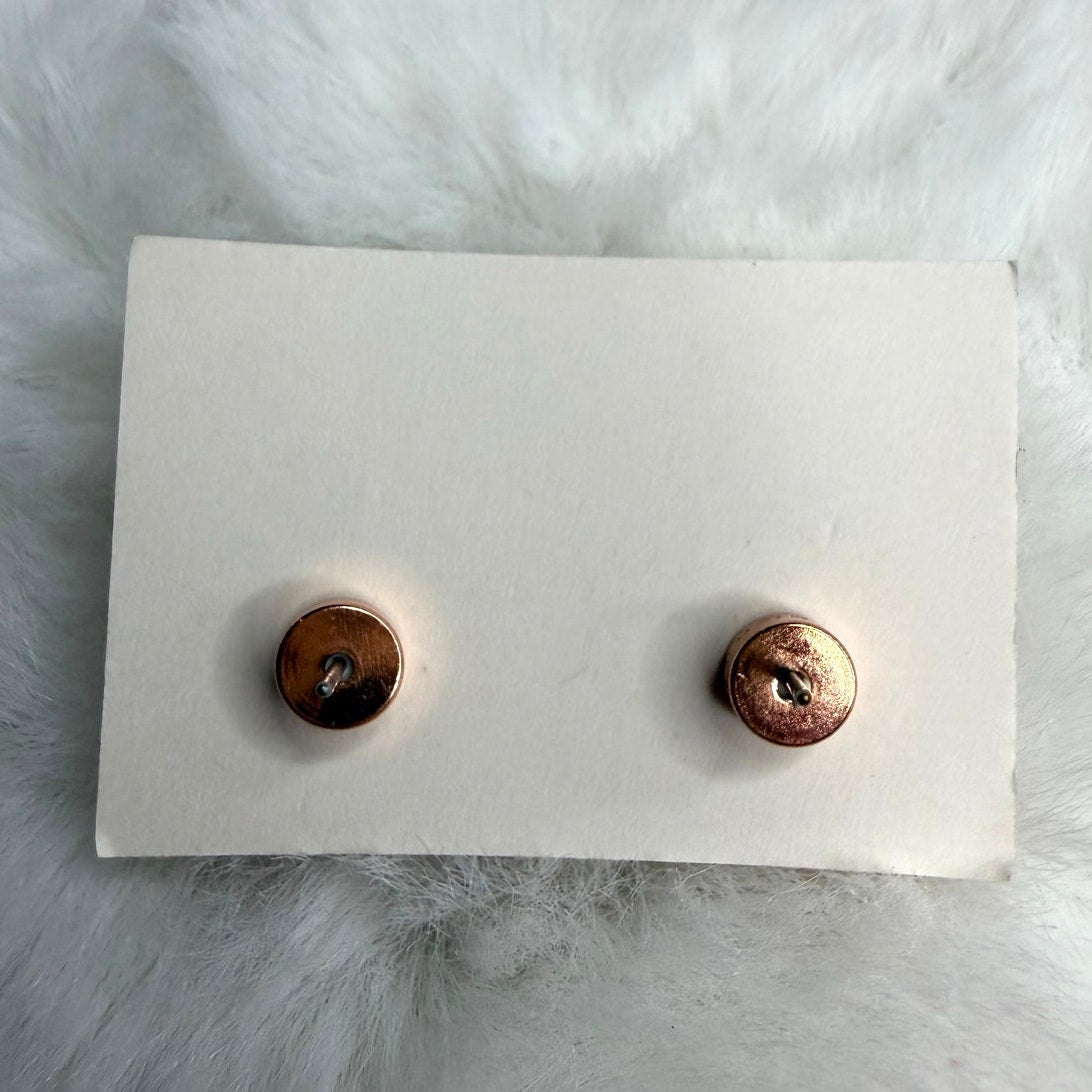 MICHAEL KORS Est 1981 Rose Gold-Tone Logo Padlock Stud Earrings
