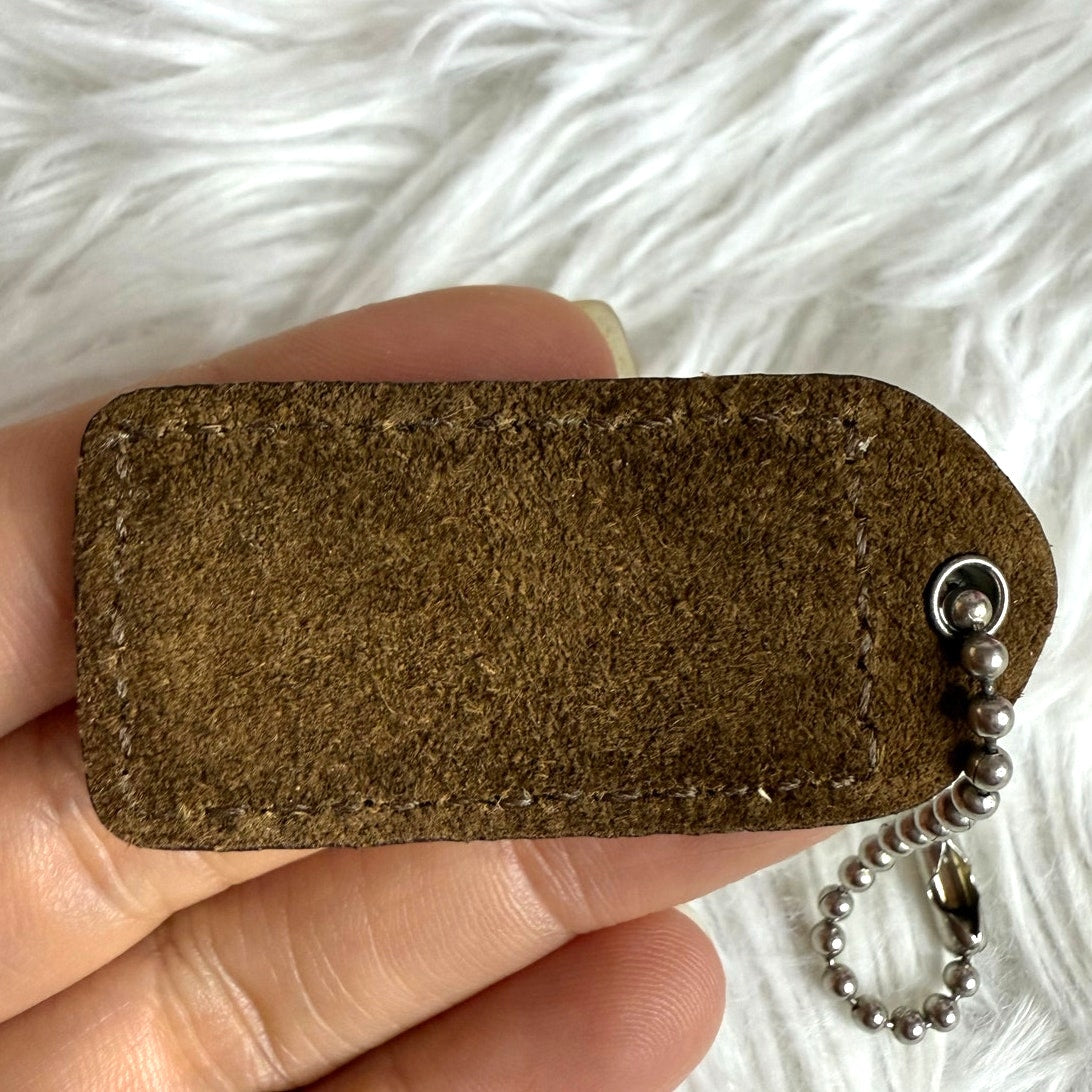 y2k 1.5" COACH Vintage Suede Fob Bag Charm Hang tag Hangtag