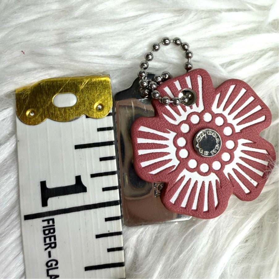 COACH Silver Tea Rose Flower Floral Bag Charm Hang Tag Hangtag