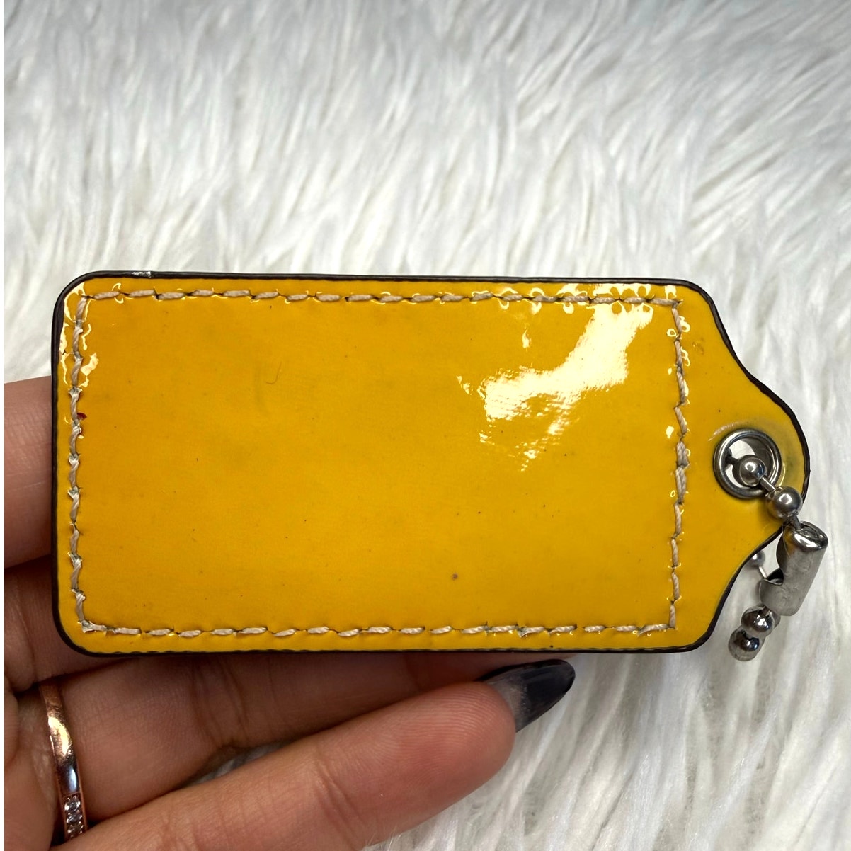 2.5" COACH Yellow Patent Leather Fob Bag Charm Hang tag Hangtag