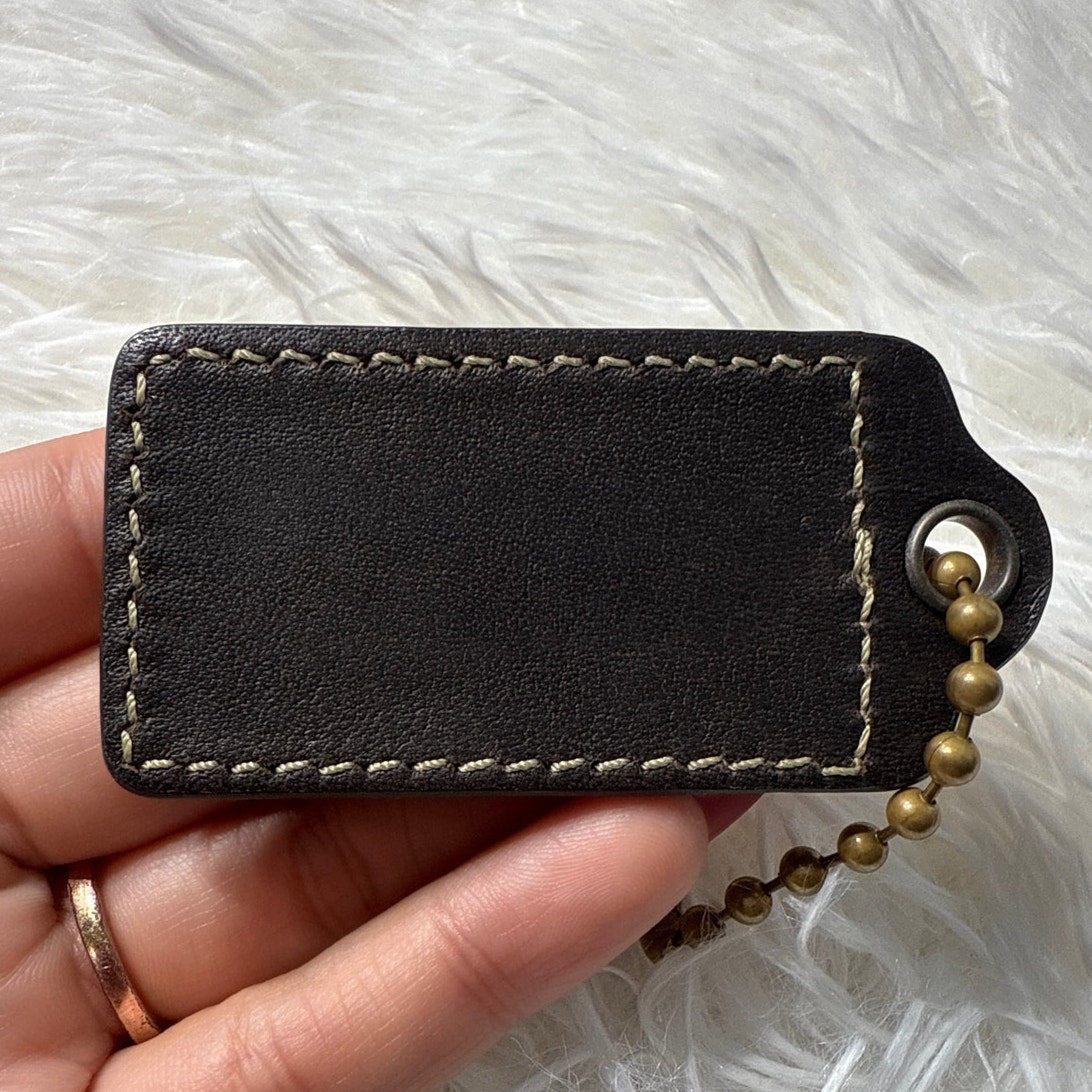2” COACH Brown Fob Bag Charm Hang tag Hangtag