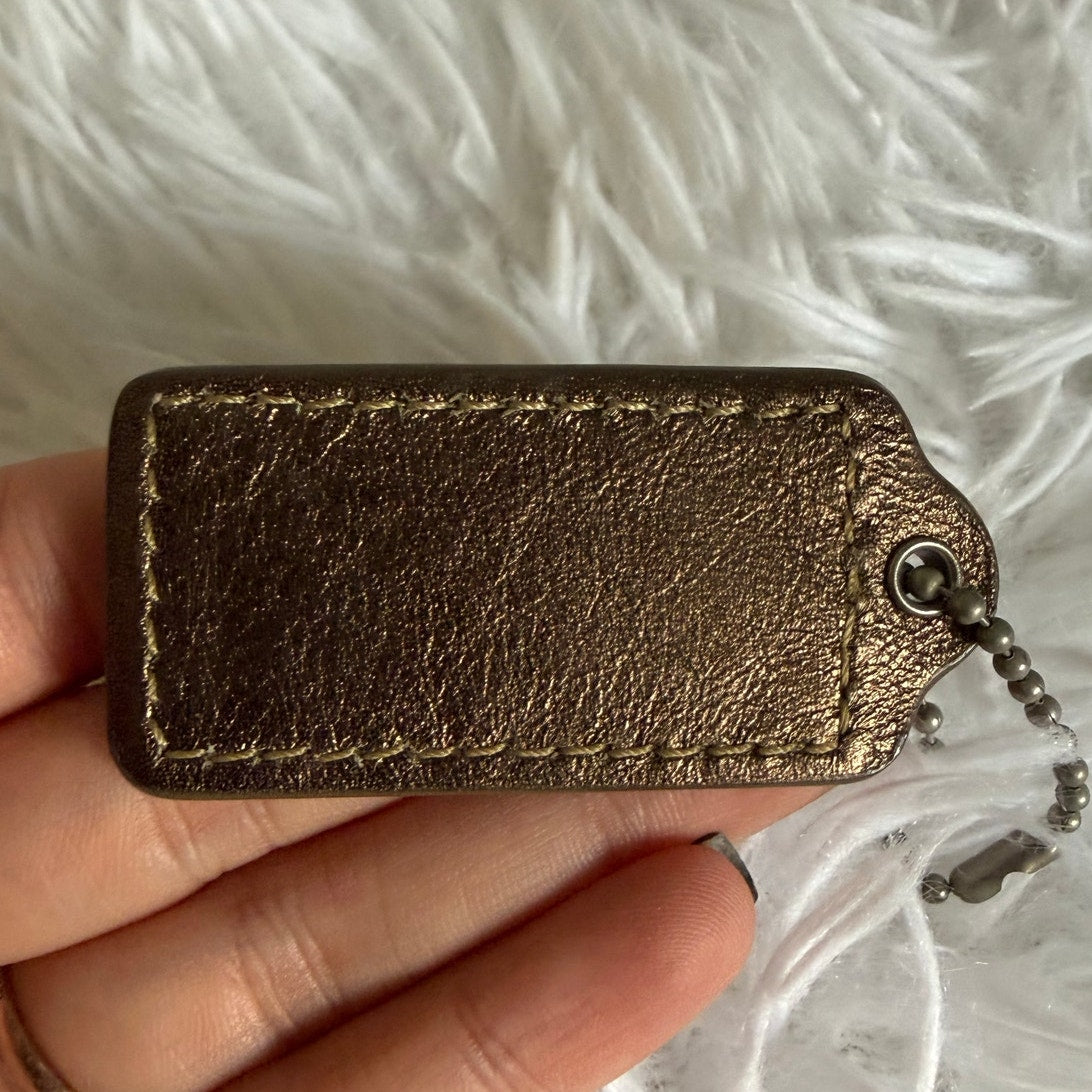 2” COACH Bronze Fob Bag Charm Hang tag Hangtag