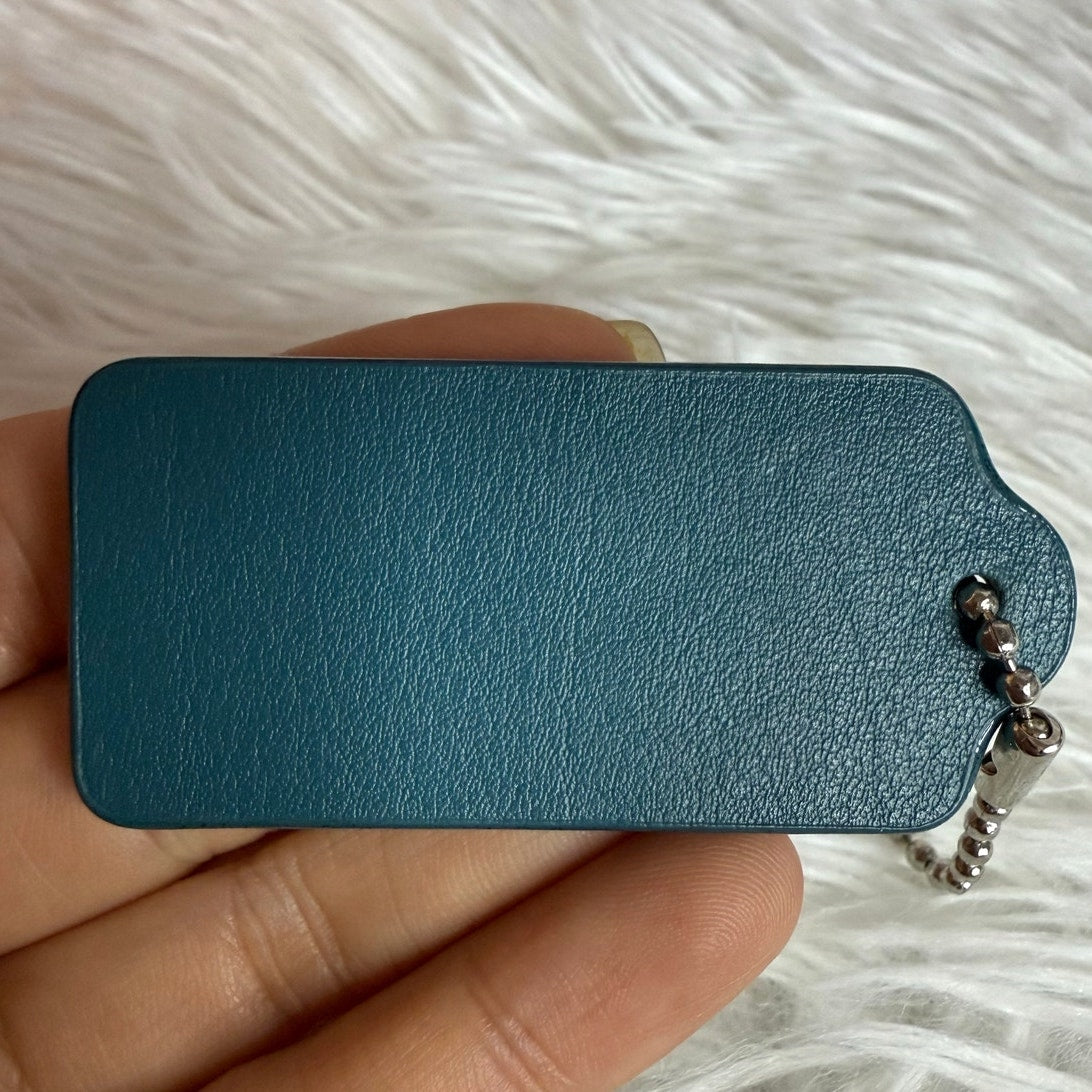 2" COACH Blue-Green Glitter Fob Bag Charm Hang tag Hangtag