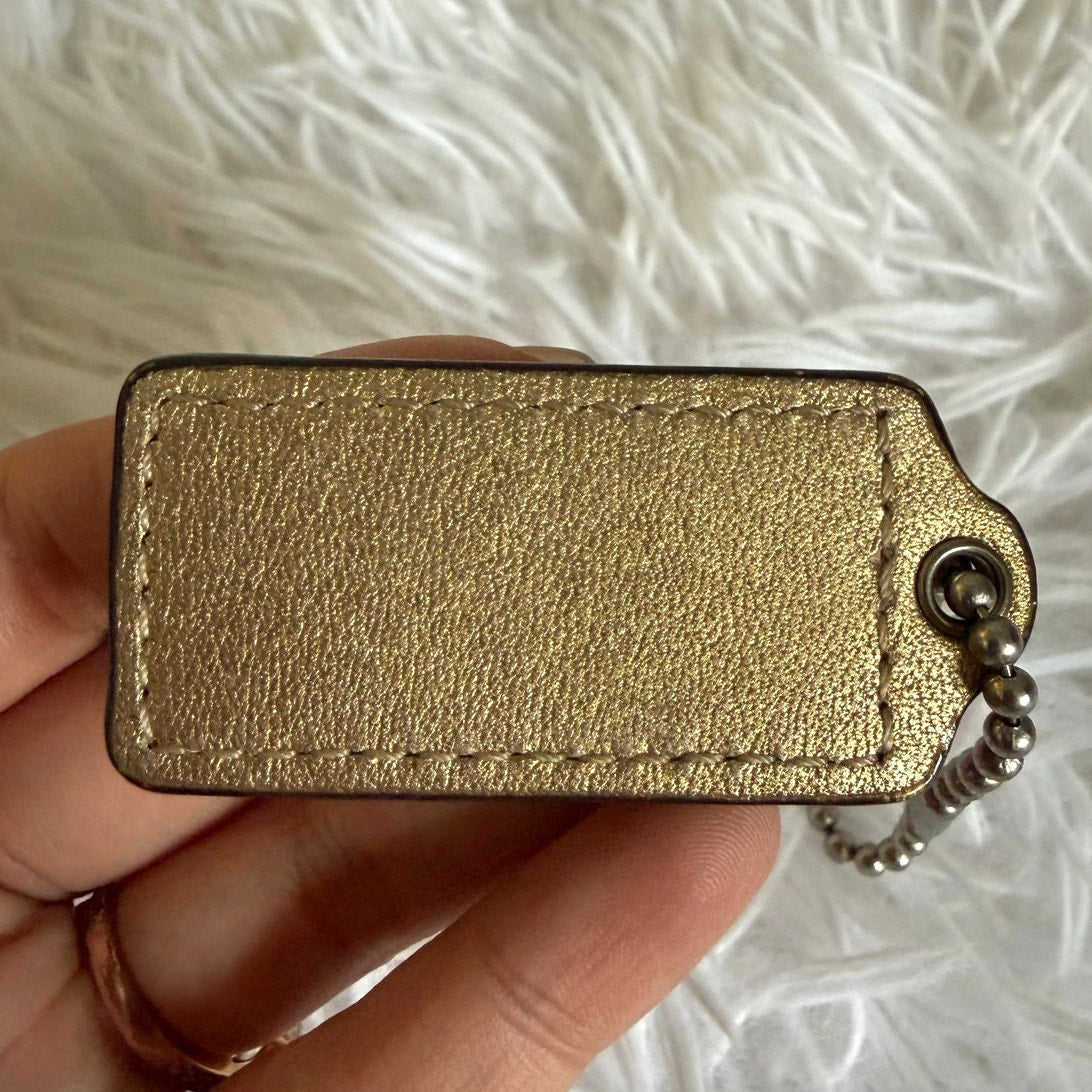 1.5" COACH Gold Fob Bag Charm Hang tag Hangtag