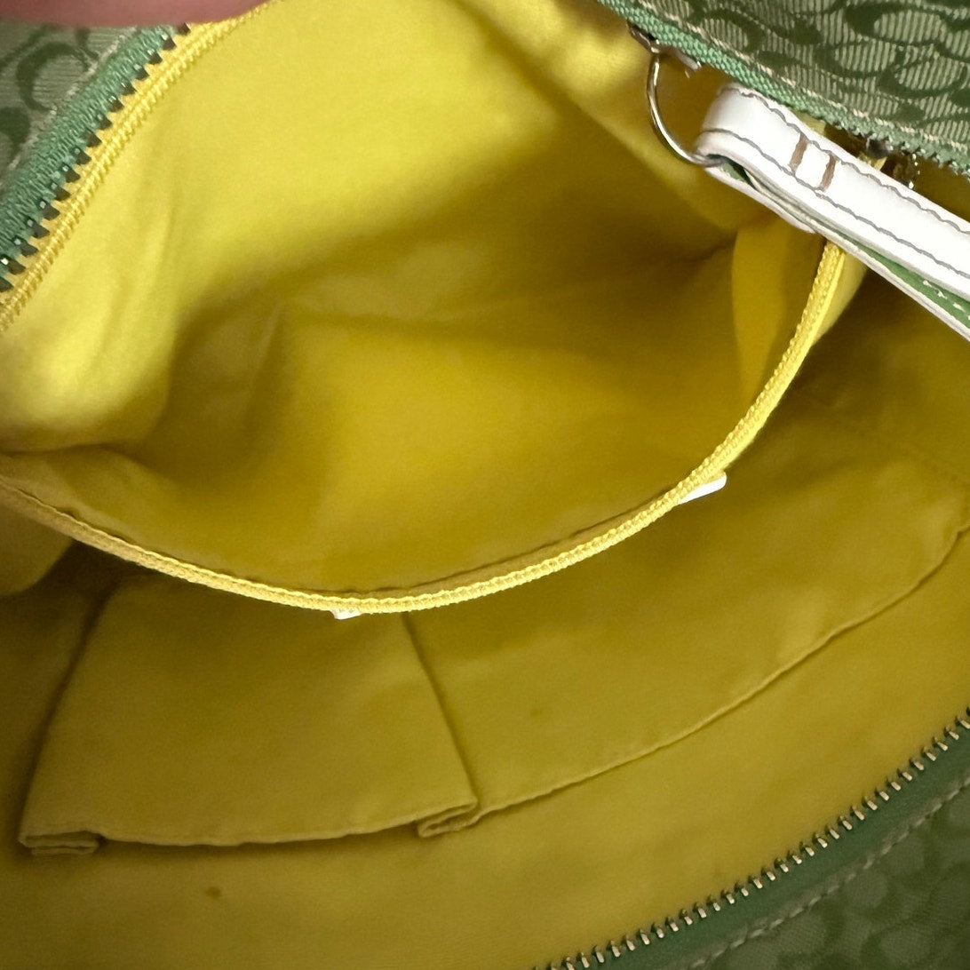 y2k Coach Vintage 2006 Green Zebra Strips Print Tote