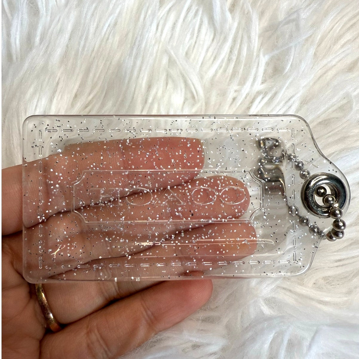 3” COACH Poppy Clear Fob Bag Charm Hang tag Hangtag