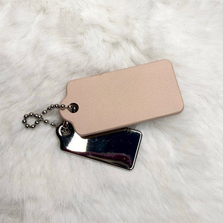 1.5" COACH Cream Silver Hang Tag Key Fob Bag Charm Set
