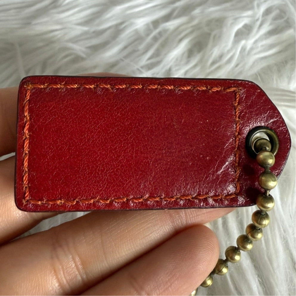 2" y2k COACH Vintage Red Fob Bag Charm Hang tag Hangtag