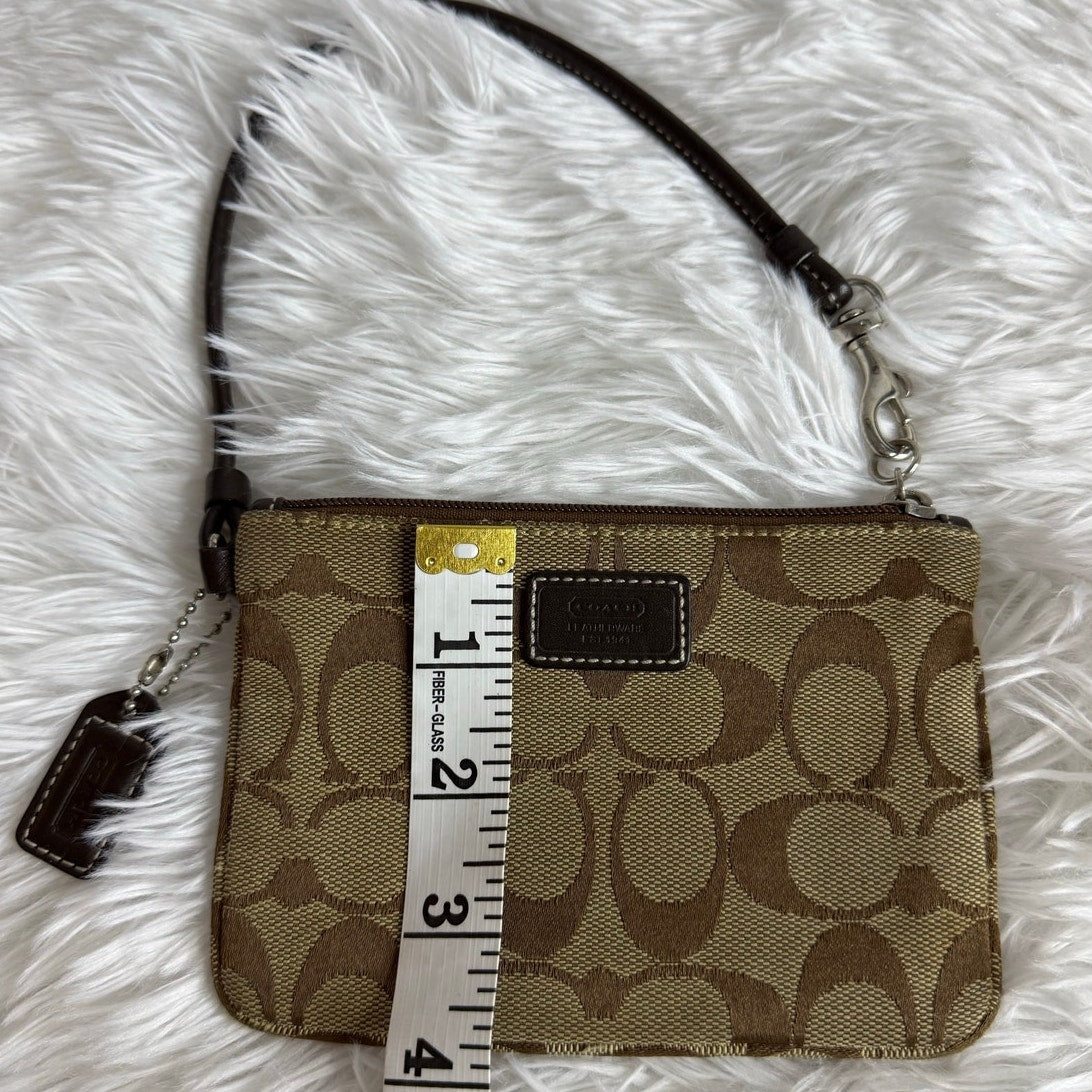COACH Brown Signature Canvas Wristlet