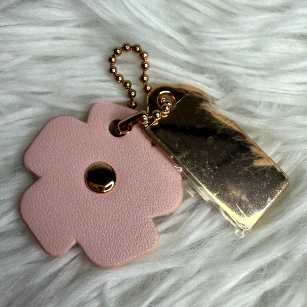 COACH Gold Tea Rose Flower Floral Bag Charm Hang Tag Hangtag