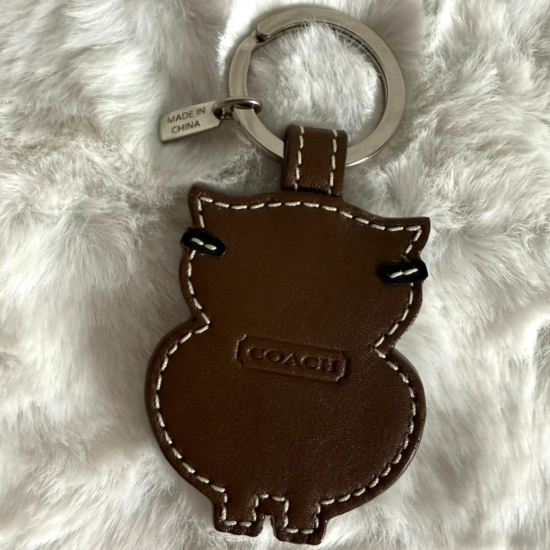 y2k COACH Vintage Leather Owl Bag Charm Key Fob