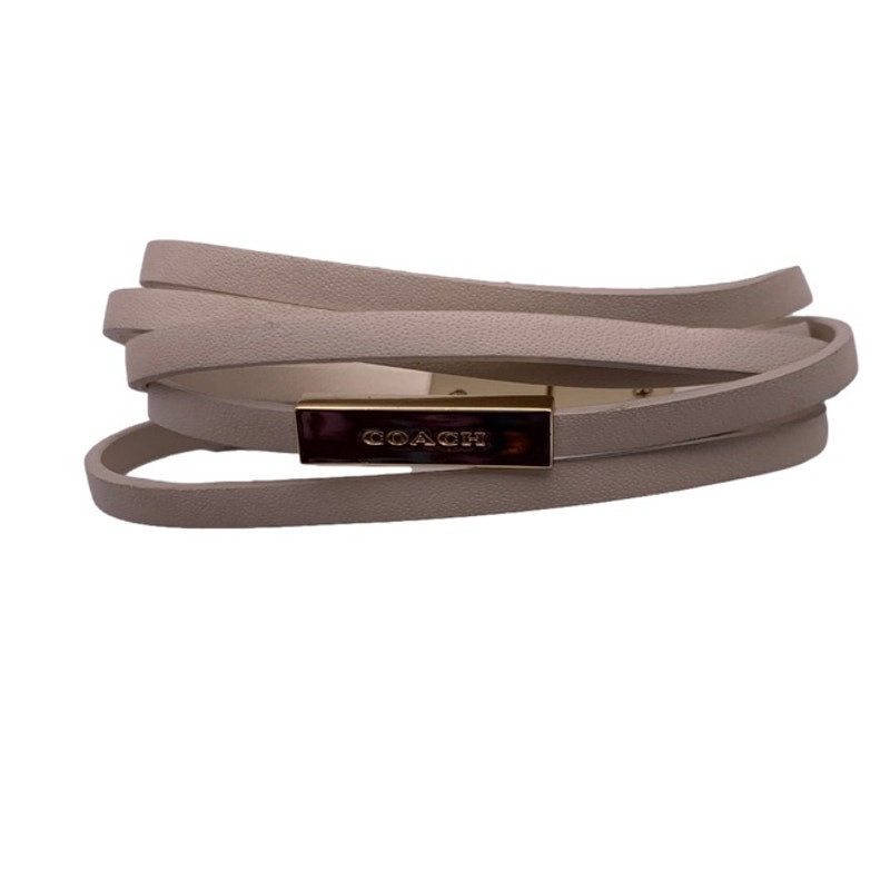 COACH Classic Leather Multi Strands Wrapped White Chalk Gold Tone Bracelet