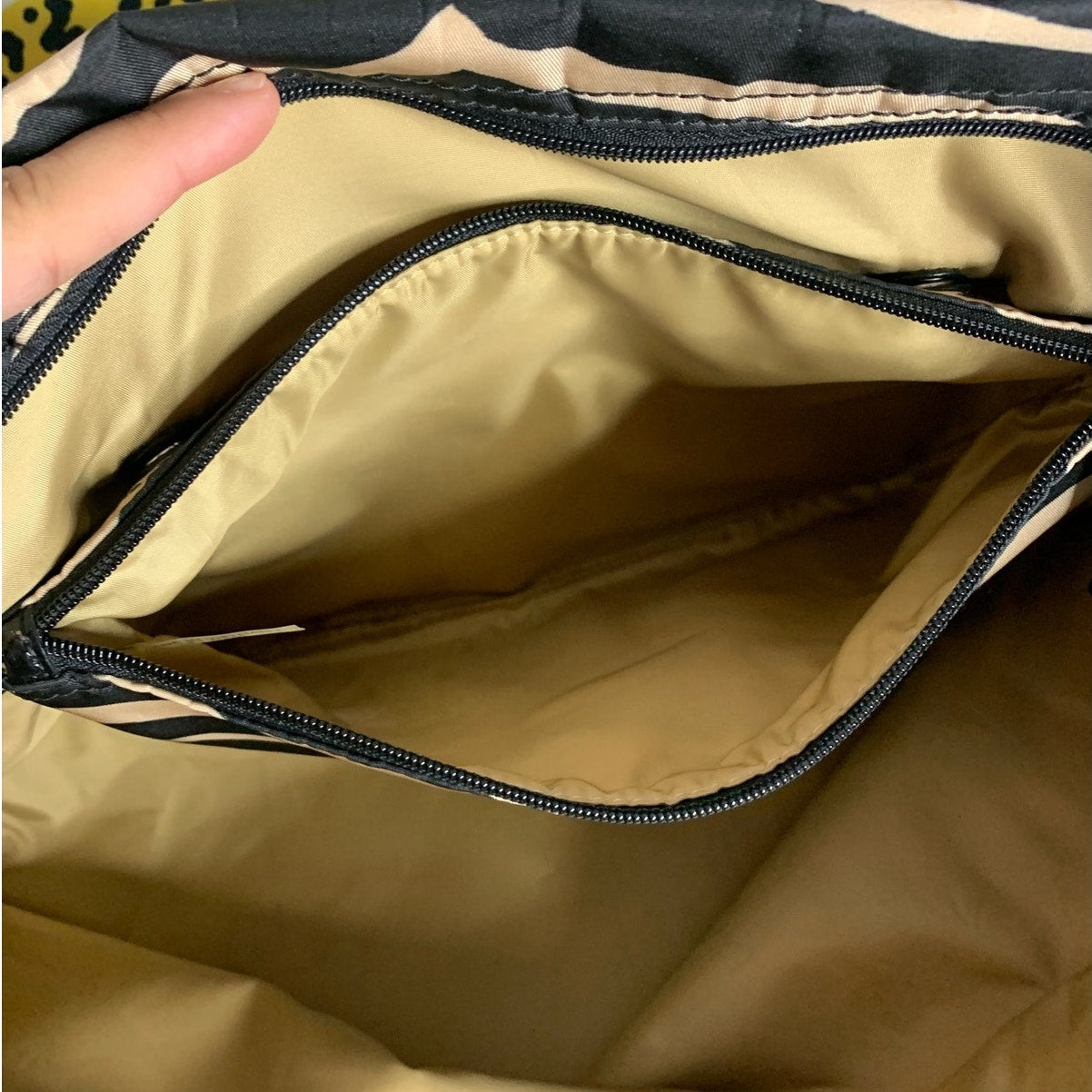 Coach y2k Devin Black Tan Zebra Print Nylon Overnight Tote Pouch