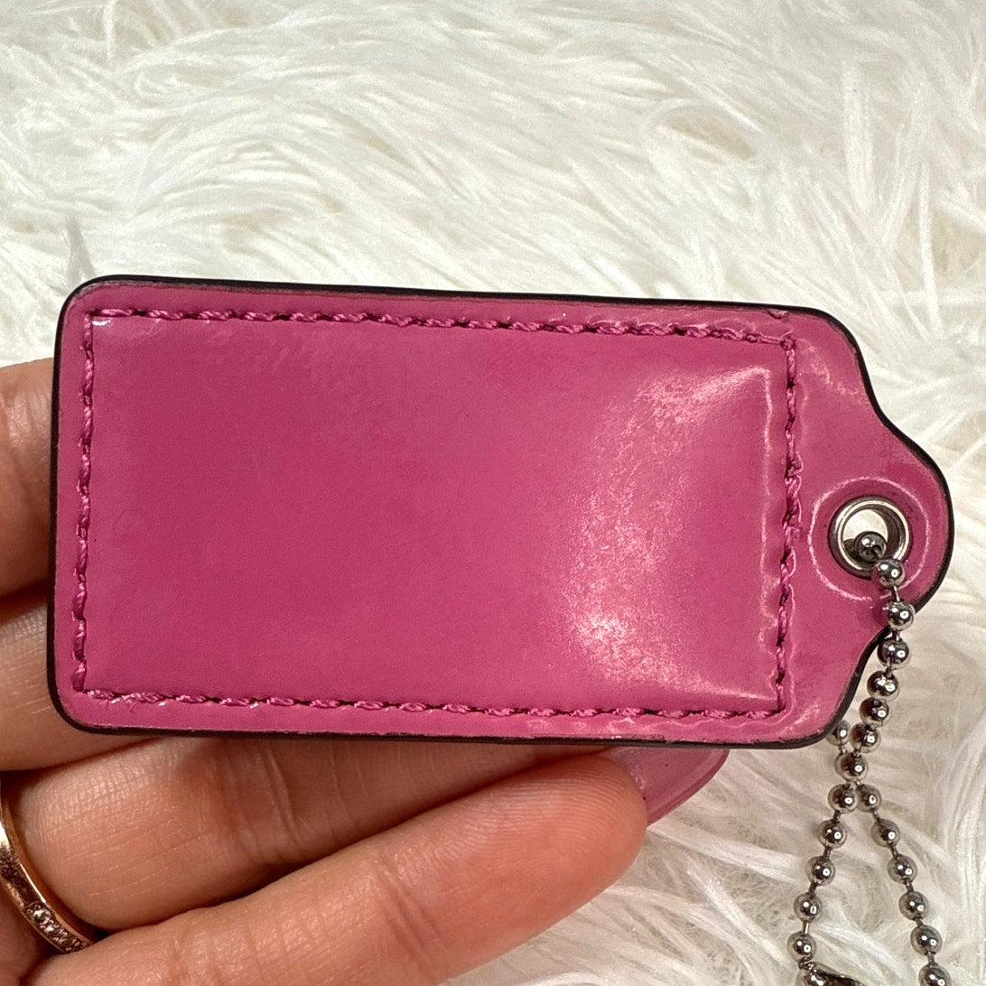 2" COACH Patent Leather Pink Fob Bag Charm Hang tag Hangtag