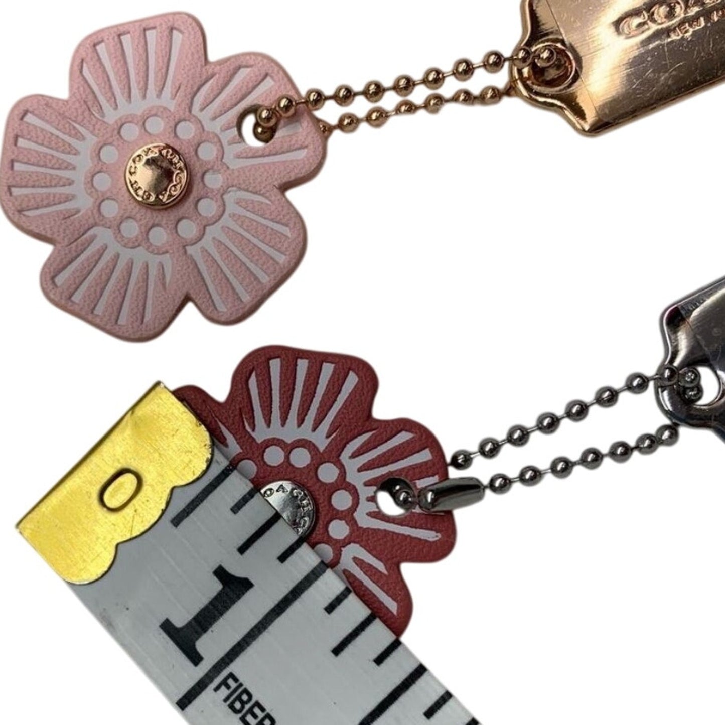 COACH Pink Gold Floral Bag Charm Hang Tag