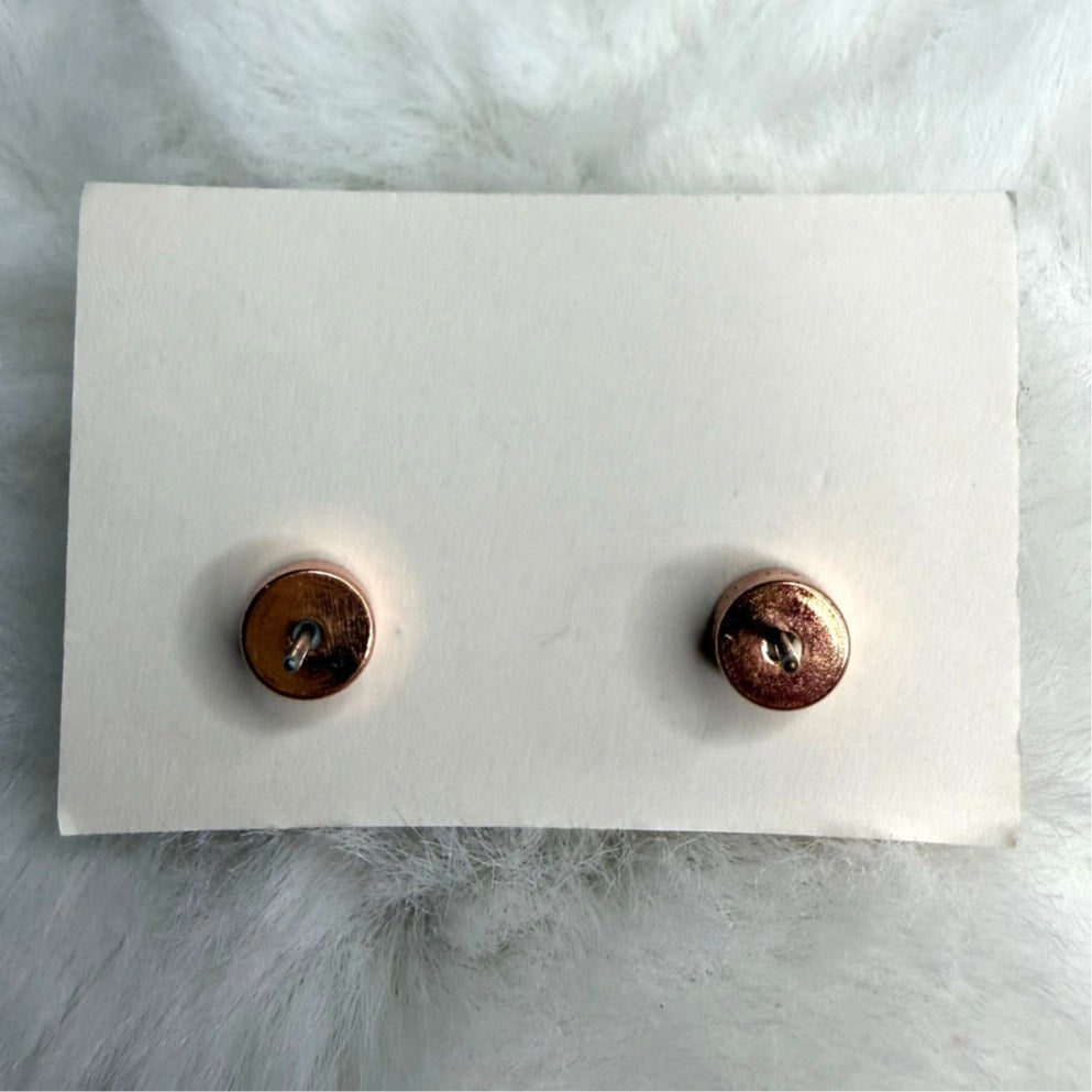 MICHAEL KORS Est 1981 Rose Gold-Tone Logo Padlock Stud Earrings