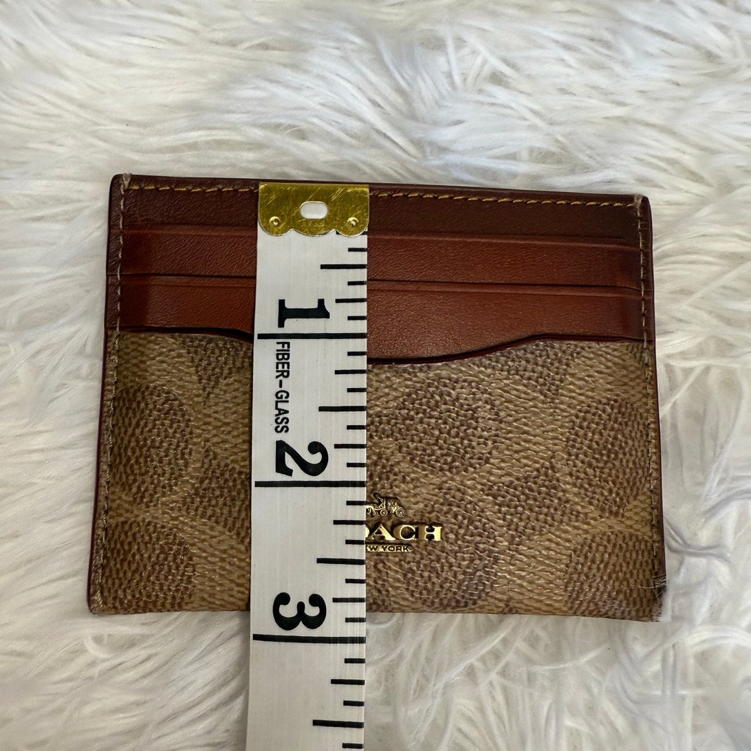 COACH Rust Khaki Tan Signature Card Case Holder Wallet