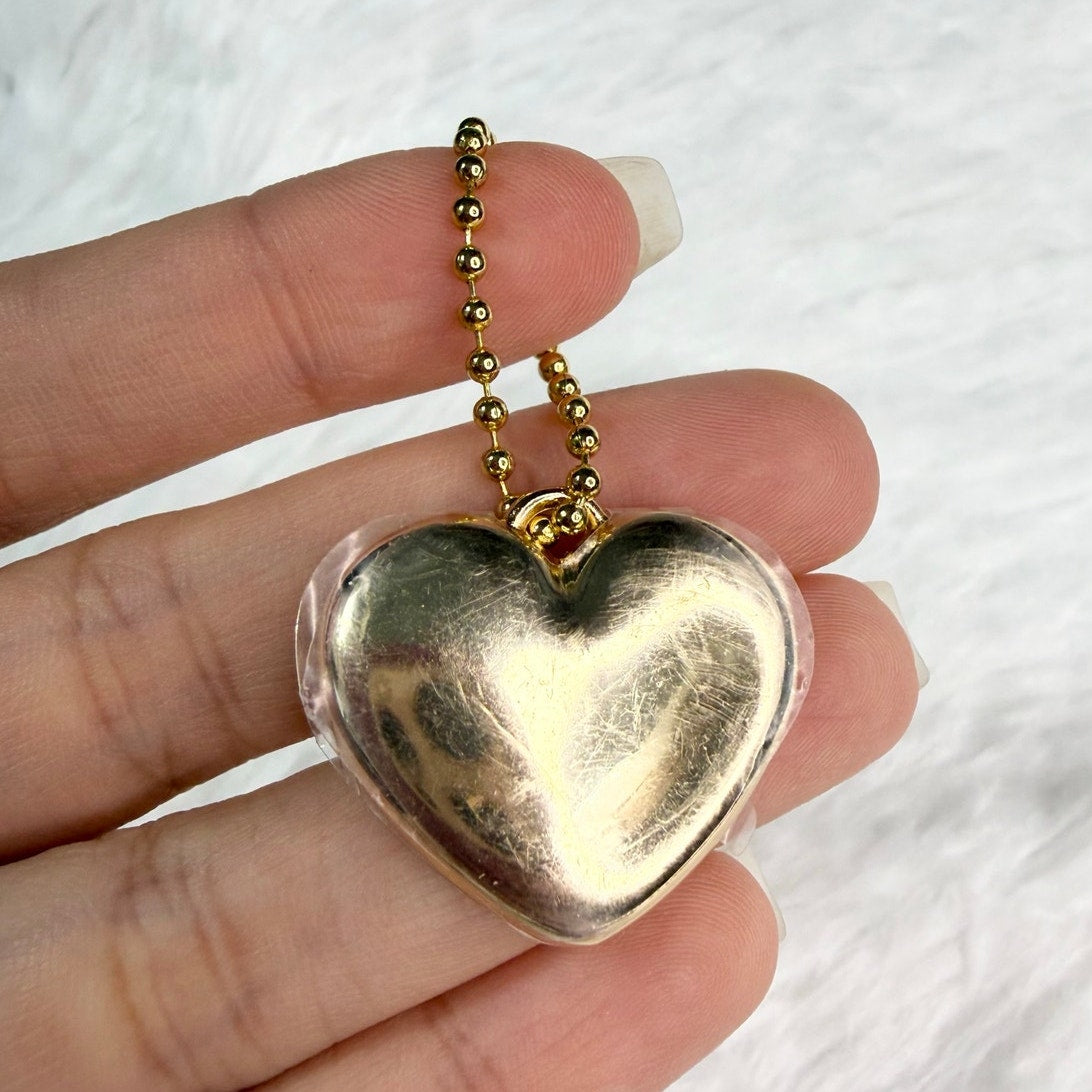 1" COACH Gold Heart Metal Hangtag Hang Tag Key Fob Bag Charm