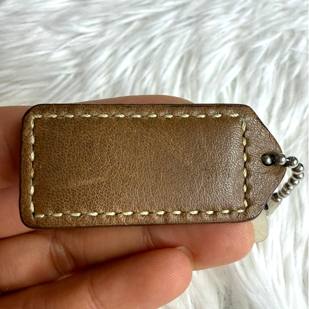 1.5" COACH Brown Fob Bag Charm Hang tag Hangtag