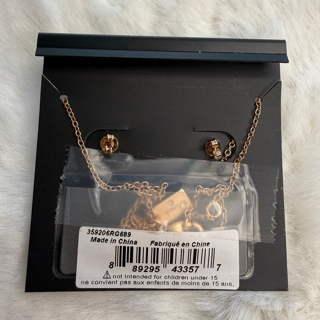 NWT COACH Signature Rose Gold Tone Floral Earrings Studs and Necklace Set