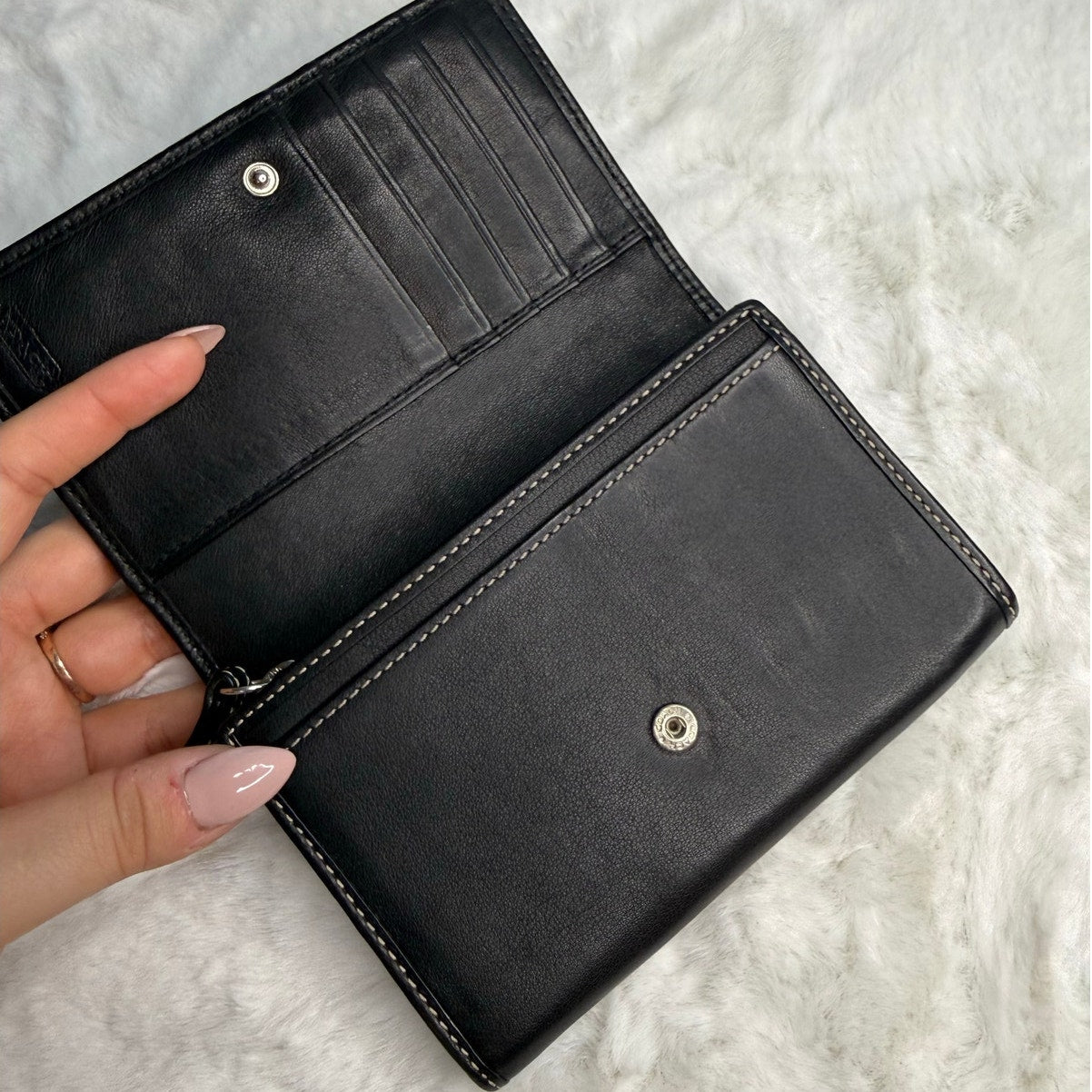 y2k Coach Vintage Black Leather Wallet