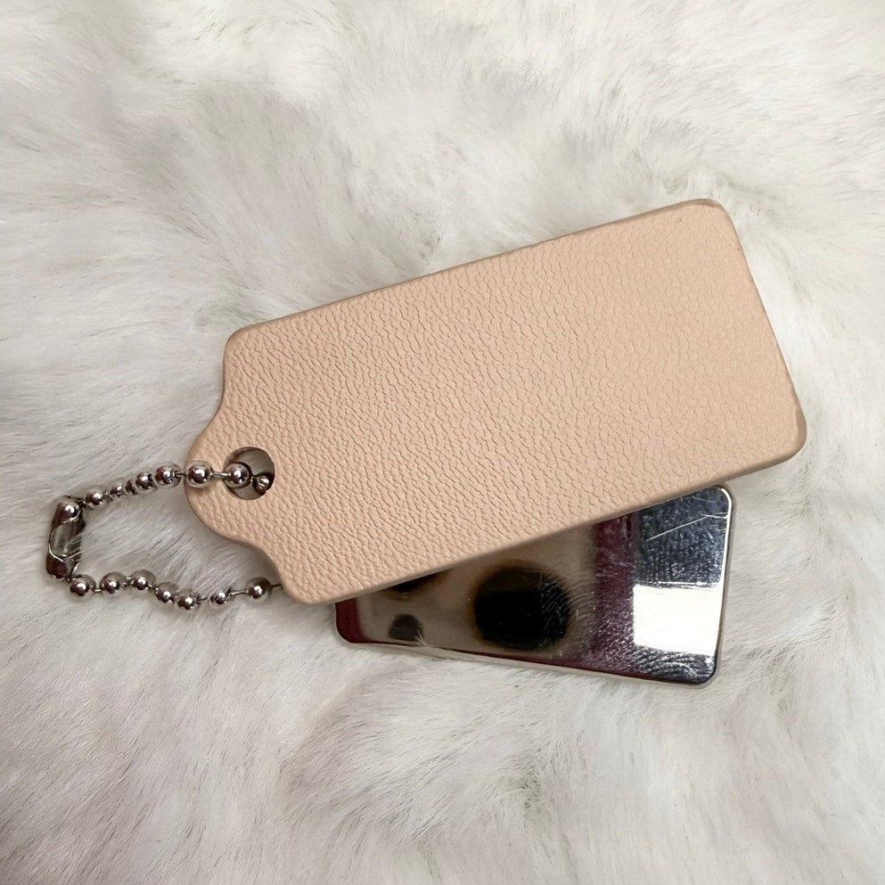 1.5" COACH Cream Silver Hang Tag Key Fob Bag Charm Set