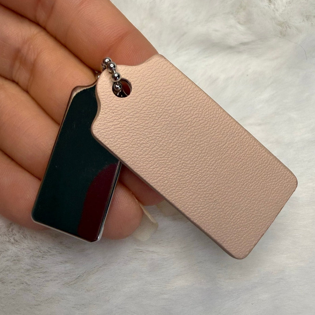 1.5" COACH Cream Silver Hang Tag Key Fob Bag Charm Set
