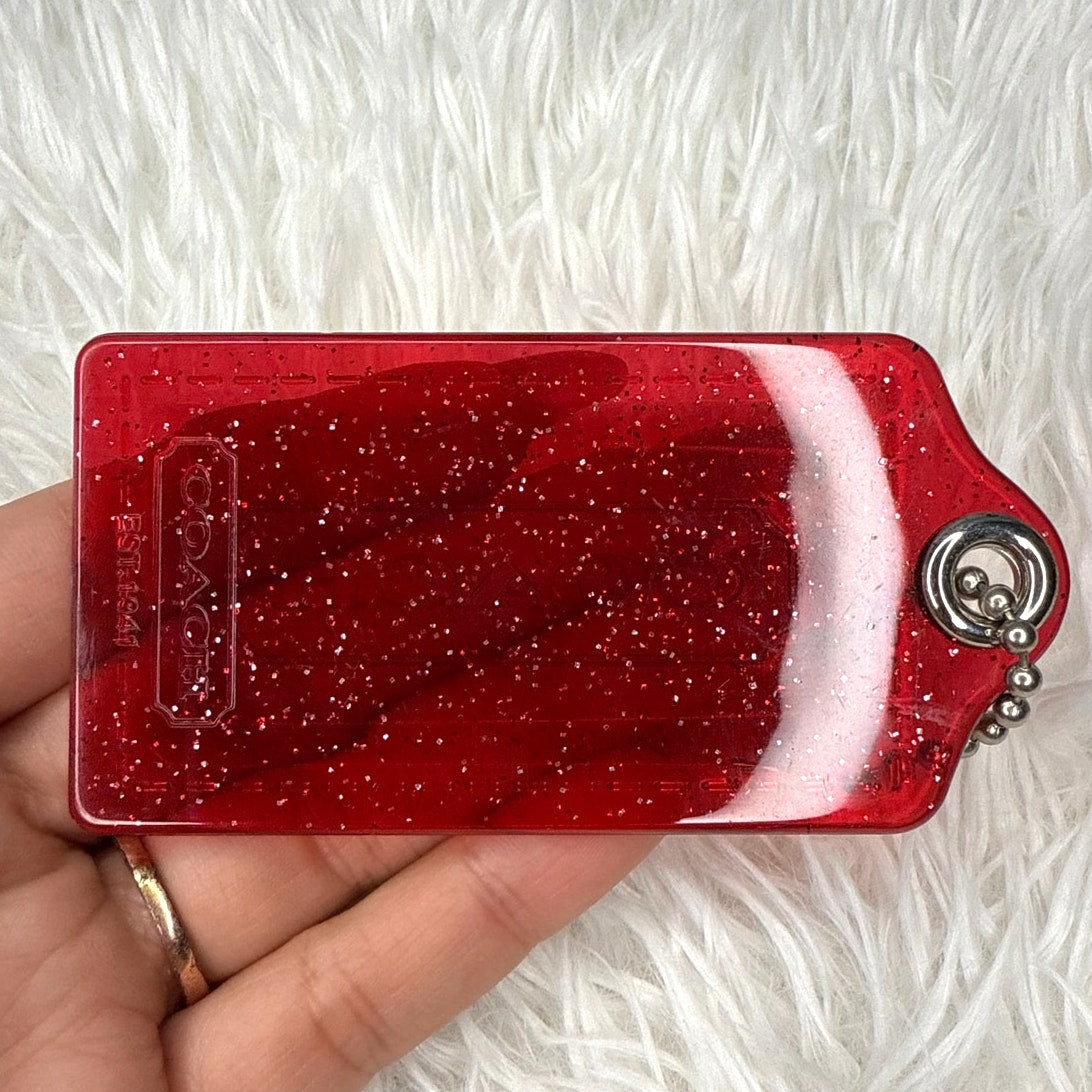 3" COACH Red Poppy Fob Bag Charm Hang tag Hangtag