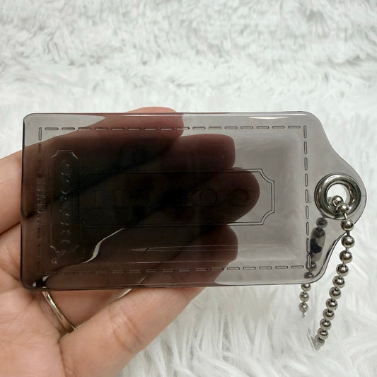 3" COACH Poppy Gray Clear Fob Bag Charm Hang tag Hangtag