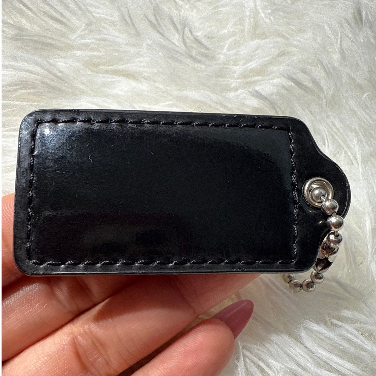 2” COACH Patent Leather Black Fob Bag Charm Hang tag Hangtag
